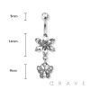 BUTTERFLY DANGLE FLOWER CZ DANGLE 316L SURGICAL STEEL NAVEL RING